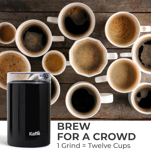 Kaffe One-Touch Coffee Grinder Electric w/Cleaning Brush (3 oz) - Coffee Grinders for Home Use - Up to 12 Cups of Coffee per Grind - Easy On/Off Coffee Bean Grinder - Black 5