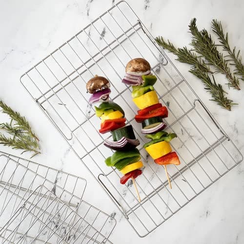 KITCHENATICS 4-Tier Stackable Cooling Racks for Baking, 100% Stainless Steel Wire Rack, Oven Safe Baking Rack, Oven Rack for Pizza, Cake, Bread, Cooling Rack for Cooking and Baking, Cookie Rack 15x10 7