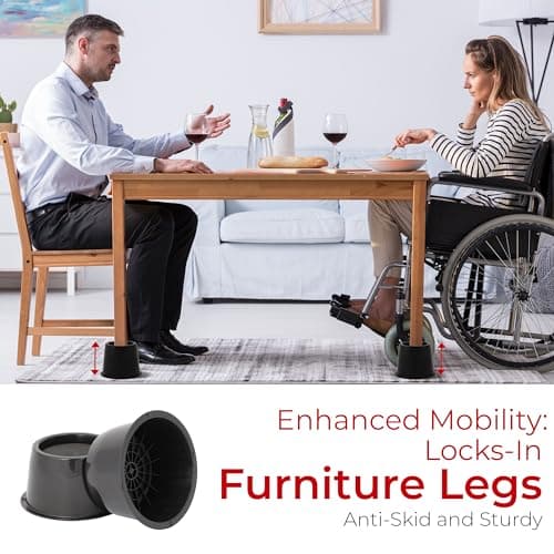 Utopia Bedding Bed Risers 3 Inch - 8 Pack - Round Furniture Risers with Top Anti-Slip Foam with Metal Plate & Bottom Rubber Pads - Bed Risers Heavy Duty for Sofa, Couch & Chair Lifts (Black) 5