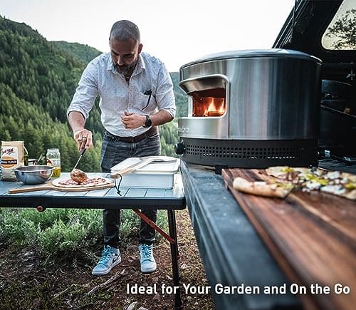 Solo Stove Pi Prime Pizza Oven Outdoor - Gas,Propane - Portable Pizza Oven with Cordierite Stone Cooking Surface - Demi-Dome Design - Wide-Mouthed Opening - Stainless Steel 6