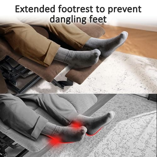 MCombo Power Lift Recliner Chair with Extended Footrest for Elderly People, Fabric 7287/7087 (Brown, Medium) 5