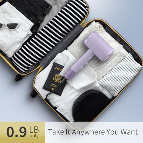 Dxliwky Professional Hair Dryer,1875 Watt High-Speed Ionic Blow Dryer with Diffuser/Concentrator/Comb Nozzle,LED Temp Display,Intelligent Temp Control,Low Noise for Home Salon Travel (Purple) 8