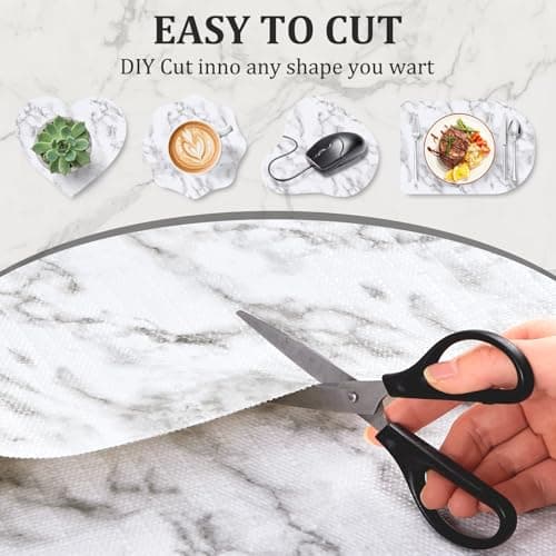 Viseeko Shelf and Drawer Liner for Kitchen Cabinet, 12 in x 10 ft Non-Adhesive Cabinet Liners for Shelves, Strong Grip Shelf Paper Non-Slip Waterproof Easy to Cut for Dresser Cupboard, Marble 4