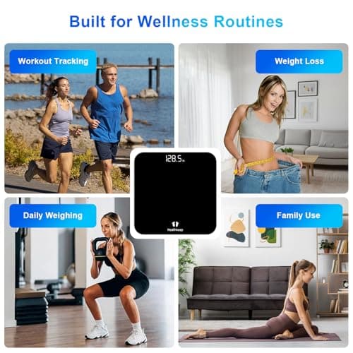 Digital Bathroom Scale for Body Weight: High-Precision 4-Sensor Accuracy, LED Display, 400lb/180kg Capacity, Safe Rounded Corners, Batteries Included 6
