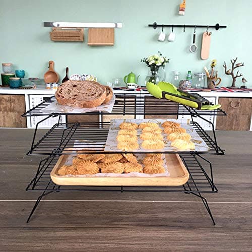 Kingrol 2 Pack 3-Tier Stackable Cooling Rack, Non-stick Wire Cake Rack for Pies, Cookies, Pastries 7