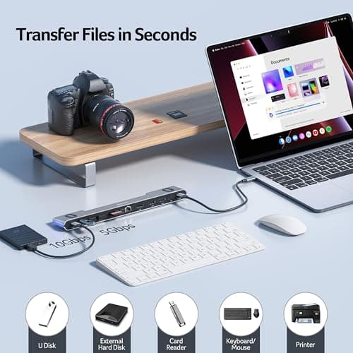 Acer Docking Station 3 Monitors, 11-in-1 Laptop Docking Station Stand with DP 8K + Dual HDMI 4K@60Hz, Ethernet, 10Gbps Data, 100W PD, SD/TF, USB C Dock with Detachable Cable for Acer/Dell/Mac/HP 8