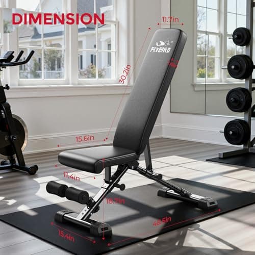 FLYBIRD Adjustable Weight Bench, ASTM-Certified 800LBS Workout Bench Foldable for Home Gym, 90° to -30° FID and 30in Extended Backrest for Bench Press Strength Training Exercise 9