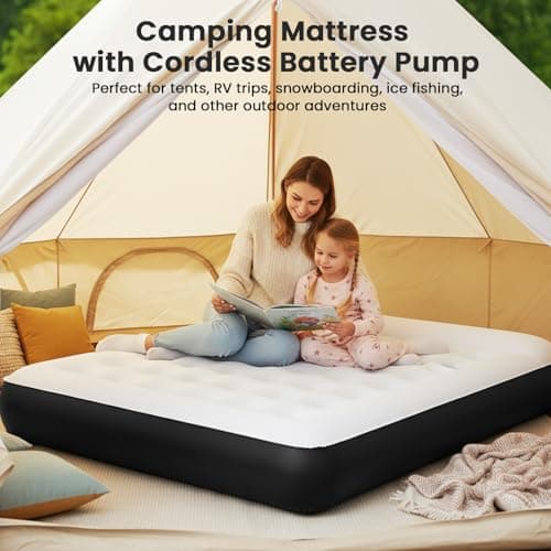 COMMOUDS Queen Air Mattress with Built-in USB Rechargeable Air Pump, 8" Raised Blow up Mattress with Built-in Pillow, Portable Inflatable Mattress, Air Bed for Camping, Travel, Home and Guest 6