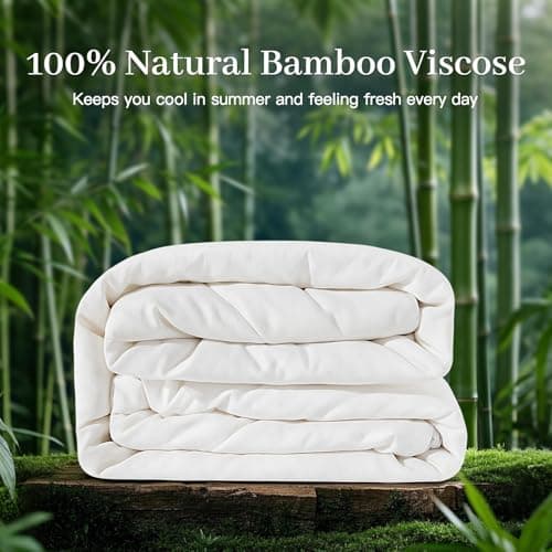 NEXHOME PRO 100% Viscose Derived from Bamboo Comforter Queen Size - Cooling & Moisture-Wicking Bedding - All Season Lightweight Design - Natural Organic Queen Duvet Insert 7