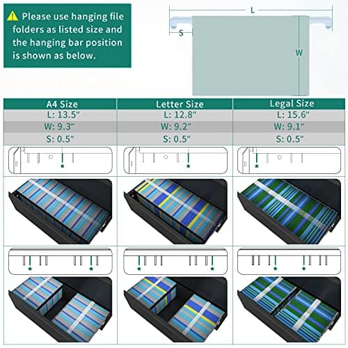 YITAHOME 4 Drawer Metal Lateral Filing Cabinet, Stainless Steel Wide Lateral File Cabinet with Lock for Legal/Letter A4 Size, Assembly Required，Office Organizer Storage Cabinet, Black 6