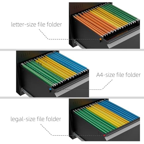 Guizeeopo 2 Drawer File Cabinet with Lock, Vertical File Cabinets for Home Office, Printer Stand, Heavy Duty Steel Office Storage Cabinet for Letter/Legal/A4, Assembly Required(Black) 5