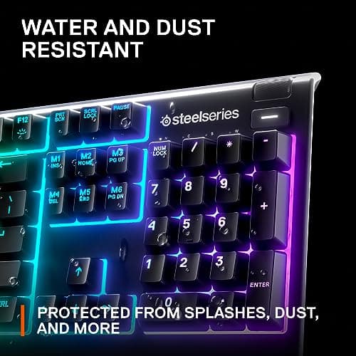 SteelSeries Apex 3 RGB Gaming Keyboard – 10-Zone RGB Illumination – IP32 Water Resistant – Premium Magnetic Wrist Rest (Whisper Quiet Gaming Switch) 5