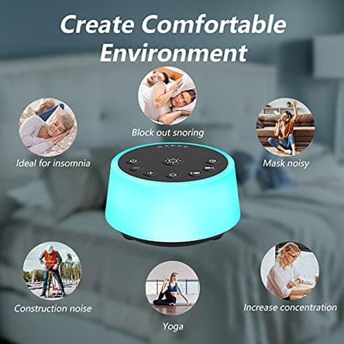 Color Noise Sound Machines with 10 Colors Night Light 25 Soothing Sounds and Sleep White Noise Machine 32 Volume Levels 5 Timers Adjustable Brightness Memory Function for Adults Kids Baby 6