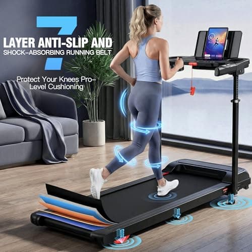 Treadmill with Desk Workstation & Adjustable Height, 450 LBS Weight Capacity, Folding Treadmill with 15 Level Incline, Bluetooth Speaker & App, Portable 3.5HP Walking Pad with Desktop for Home Office 7