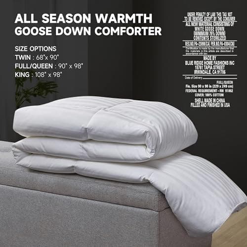 Beautyrest Hungarian White Goose Down Comforter Queen/Full Size, 100% USA Grown Cotton Fabric, 750 Fill Power Fluffy Duvet Insert, 500 Thread Count All Seasons Warmth Luxurious Comforters,90" x 98" 6