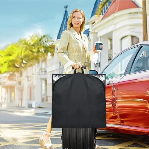 54" Garment Bags for Travel and Storage, Travel Suit Bags for Men Women with 2 Clear Pockets, Storage bags for Clothes, Suits, Dress, Shirts, Coats (Black) 7