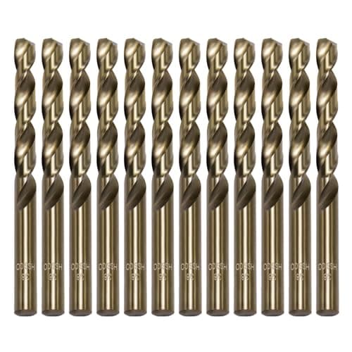FiLwW 10Pcs 3/8" Cobalt Drill Bit Set, M35 High Speed Steel Jobber Length Drill Bit Kit for Hardened Metal, Stainless Steel, Cast Iron, Wood and Plastic