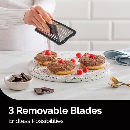 Cheese Grater with Garlic Crusher- Box Grater Vegetable Shredder with 3 Stainless Steel Blades - Graters for Kitchen- Cheese Graters with Handle - Garlic Mincer Tool and Vegetable Peeler 6