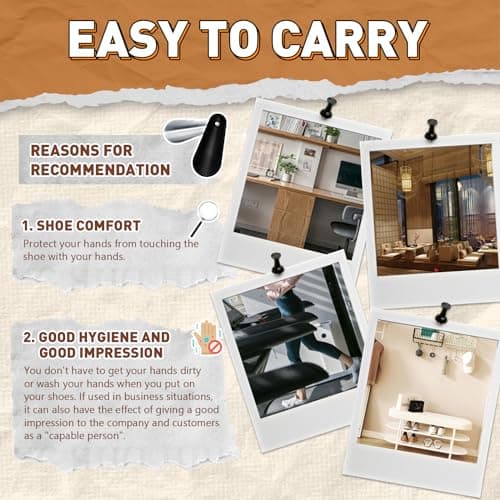 Senbers Metal Shoe Horn 4.5 Inch, Short Mini Travel Leather Shoe Spoon for Women Man(Black) 6