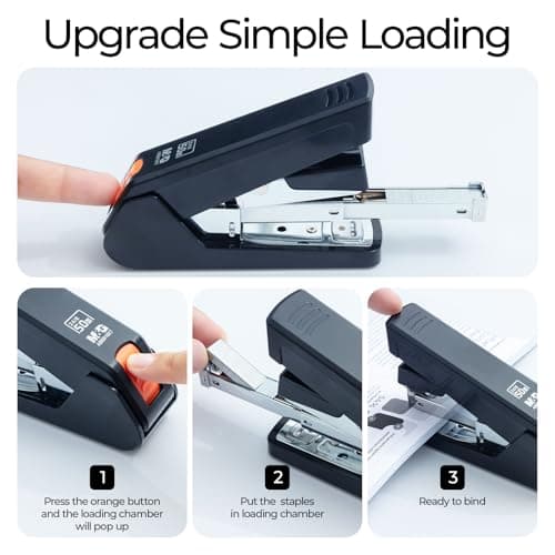 M&G Effortless Stapler 50 Sheet Capacity One-Touch Stapling, Heavy Duty Desktop Stapler Includes 1000 Staples and Remover, Portable Handheld Staplers for Home Office (Black) 5