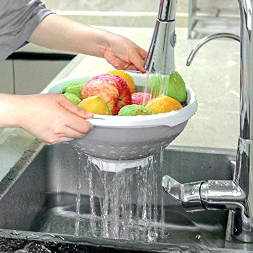 QiMH Collapsible Colander and Strainer, 5 Quart(1.25 gal), Heavey Duty Kitchen Drainer Basket for Pasta, Veggies and Fruits, New Home Apartment Essentials 5