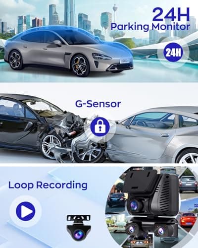 4K Dash Cam 360° View,4 Channel Front and Rear Dash Camera for Cars,Built-in 5GHz Wi-Fi GPS, Voice Control, Free 128G Card,Night Vision,24H Parking Mode,G-Sensor 8