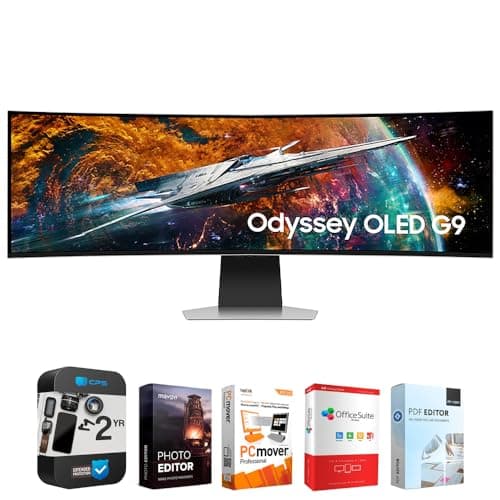 Samsung 49" Odyssey OLED G9 (G95SC) DQHD 240Hz G-Sync Curved Gaming Monitor Bundle with Tech Smart USA Elite Suite 18 Standard Editing Software Bundle + 1 Year CPS Enhanced Protection Pack