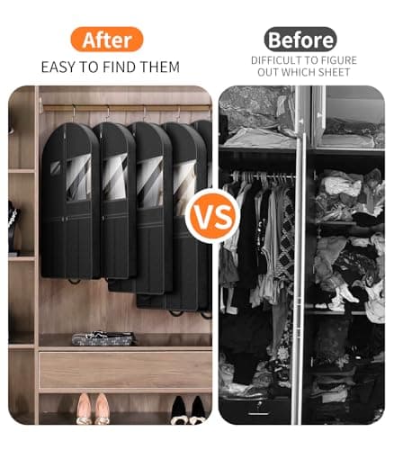 Suit Garment Clothes Travel Bag: 43 inch Lightweight Foldable Black Short Fabric Breathable - Hanging Storage Cover Pockets Zipper for Men - Wardrobe Carry Coat Jacket Uniform Tuxedo Shirt 7