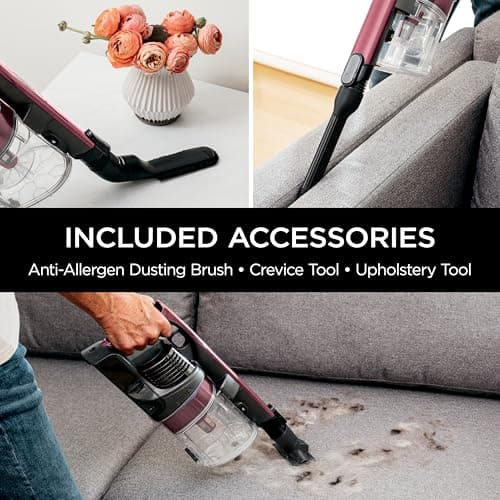 Shark Cordless Vacuum Cleaner, HEPA Filter, Lightweight, Portable, Rechargeable, Pet Hair Pickup, Removable Handheld, Crevice, Upholstery & Dusting Brush Included, 40-min runtime, Red, IZ362H 10