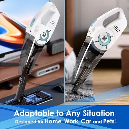 whall Cordless Handheld Vacuum Cleaner, Wet and Dry Hand Vacuum, Lightweight Rechargeable Car Vacuum with Powerful Suction for Long Runtime, 2 Speed Modes, Portable Mini Vac for Car Home Office, Blue 6