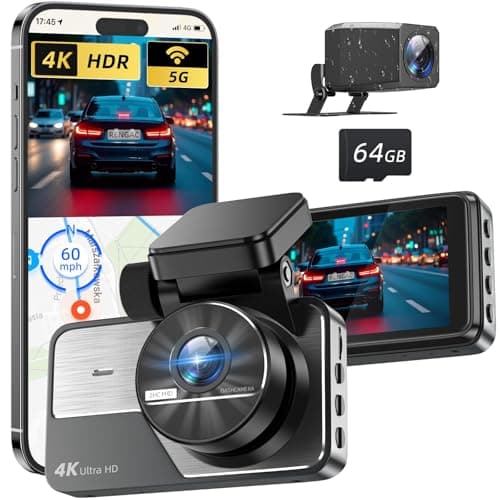Dash Cam Front and Rear 4K+2K, Dash Camera for Cars, Car Camera, Dual Dashcams for Cars with Night Vision, Built-in WiFi 64GB Card, 24 Hours Parking Monitor, Loop Recording