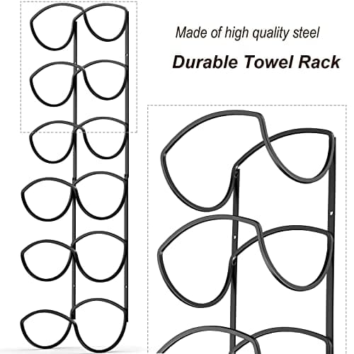 CANYAVE Towel Racks for Bathroom, Towel Rack Wall Mounted Bathroom Towel Holder, Towel Storage for Rolled Bath Shower Hand Towel, 3 Levels x 2pcs (Black) 8