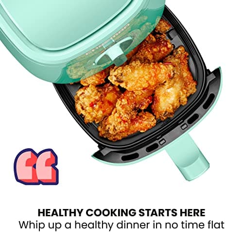 Chefman TurboFry 2-Quart Air Fryer, Dishwasher Safe Basket & Tray, Use Little to No Oil For Healthy Food, 60 Minute Timer, Fry Healthier Meals Fast, Heat And Power Indicator Light, Temp Control, Mint 5