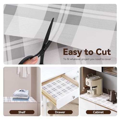Drawer Shelf Liner for Kitchen Cabinets, Non Adhesive Slip Resistant Shelf Paper Easy to Clean, Strong Grip Thickened Waterproof Washable Mats for Pantry Shelves Cupboard Dresser(Grey, 12 in x 10 FT) 5