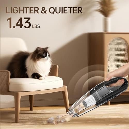 Handheld Vacuum Cordless, Rechargeable 8000PA, Car Vacuum Portable Cordless, Hand Vacuum Rechargeable, 3 in 1, Lightweight, Hand Held Vacuum Cleaner for Car Home Office, Pet Hair 6