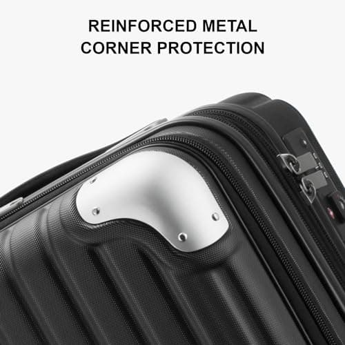 LEVEL8 Grace Hard Shell Carry on Luggage with Front Compartment, 20 Inch Expandable Suitcases with Wheels, Lightweight Carry-on Suitcase for Airplane, Tsa Lock, Black 7