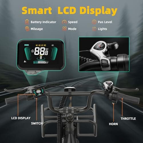 1500W Peak Electric Bikes for Adults 20" Fat Tire E Bike with 90 Miles Max Range 28 MPH Electric Bicycle Step-Thru E-Bike with 48V Removable Battery Front Fork Suspension 7 Speed Commuter Ebikes 7