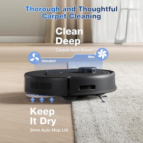 ECOVACS DEEBOT N30 Omni Robot Vacuum and Mop, 10000Pa Suction, TruEdge Adaptive Edge Mopping, ZeroTangle 2.0 Technology, Hot Air-Drying, Self-Emptying, Auto-Lift Mopping, Obstacle Avoidance 5