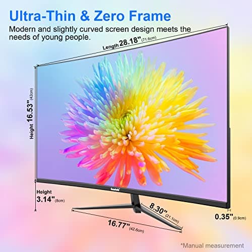 Gawfolk 32 Inch Computer Monitor, Ultra-Thin Zero Frame, 75Hz Full HD 1920 x 1080p Curved Display, HDMI/VGA, Home Office Business PC Monitor 5
