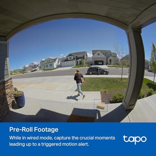 Tapo 2K+ Wired or Battery Powered Smart Video Doorbell with Chime - 180° Field of View, Person/Vehicle/Package Detection, Ring Call, 2-Way Audio, Subscription-Free Local Storage or Optional Cloud,D225 9