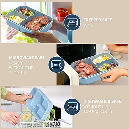 MISS BIG® Bento Box,Bento Box for Kids,Lunch Box Kids,Leakproof Kid Lunch Box,Lunch Containers No BPAs and Chemical Dyes,M/W,D/W & Fridge Safe(1150ml Blue) 6