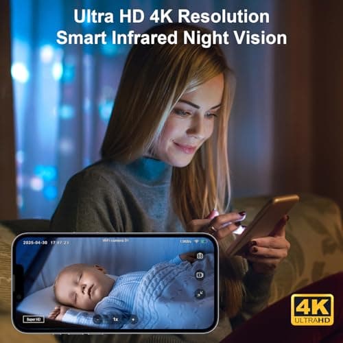 Liretope 4K HD Indoor Camera for Indoor Security with App Control Motion Detection & Night Vision Wireless WiFi Rechargeable Pet Camera for Home/Office Phone App Control & Real-Time Alerts 7