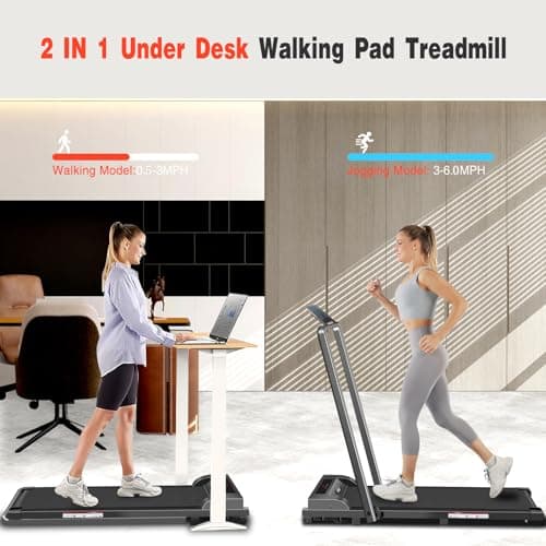 Walking Pad Treadmill, Foldable Treadmills with Handle Bar, 2.5HP Portable Folding Treadmill with Remote Control, 2 in 1 Under Desk Treadmills for Home Office, Small Walking Pad 5