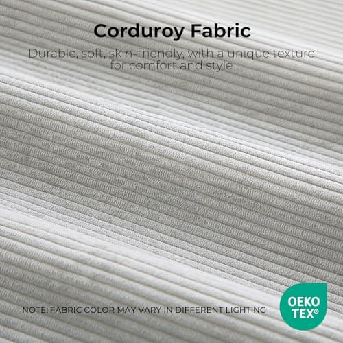 LIKIMIO 118" Modern L-Shaped Modular Sectional Sofa for Living Room, Corduroy Upholstery Beige, Oversized 3-Seater Couch with Deep Seat and Movable Ottoman – No Assembly 7