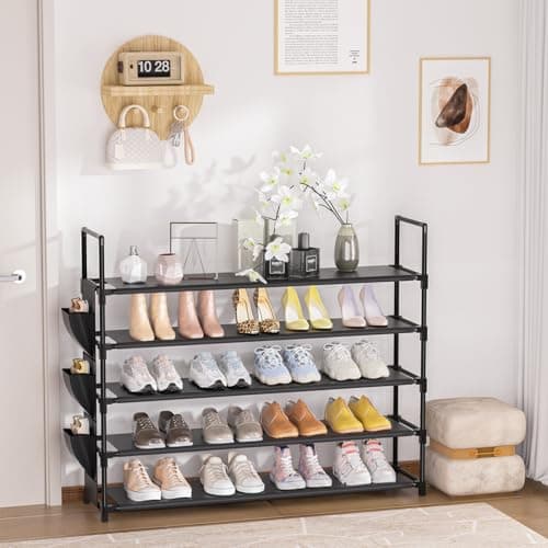 OYREL 5 Tier Shoe Organizer Rack for Closet, Entryway, Garage, Door, Space Saving, Shoe Holder Stand/Tower, Large, 20-25 Capacity 9