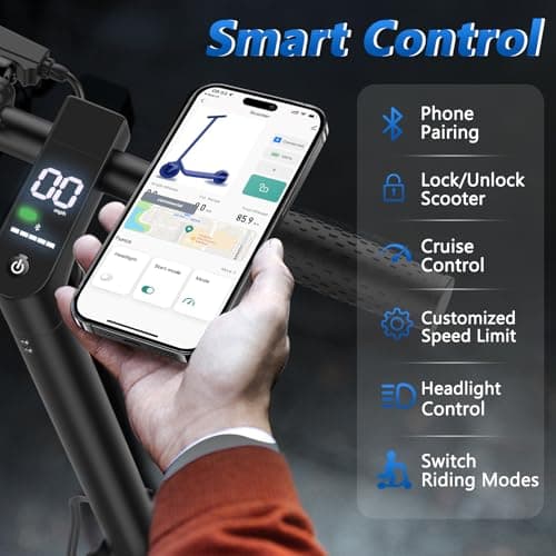 MAXSHOT Electric Scooter for Adults, 8.5/10/14" Tires, 19/22Mph, 350W/500W Motor, 21-28 Miles Range, Folding E-Scooter with Dual Suspension,APP Control 5