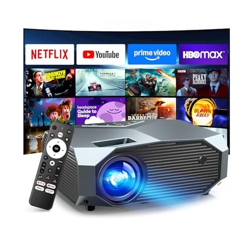 [Compatible with Netflix/High Brightness] Smart Projector with WiFi 6 and Bluetooth 5.3, 4K Outdoor Movie Projector with Prime Video/YouTube, Portable Proyector Compatible with HDMI/USB/iOS/Android