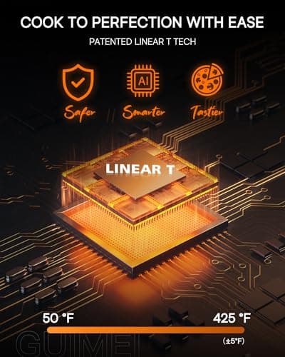 Nuwave Brio 15.5Qt Air Fryer Toaster Oven & Rotisserie Kit, 2024 New Advanced Turbo Convection Tech, Healthy PFAS Free, Max Even & Crisp, Powerful 1800W, 50-425°F, 150 Presets, Smart Probe, 4 Rack 8