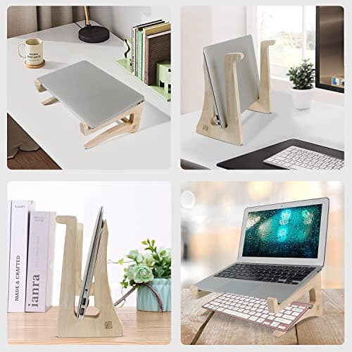 UI U & I Laptop Stand, Wooden Laptop Stand, Detachable Wooden Notebook Holder Mount Stand for Desk, 11-14inch Compatible with Apple MacBook Air Mac Pro, HP, DELL, Acer, Toshiba, Surface, Lenovo etc 7