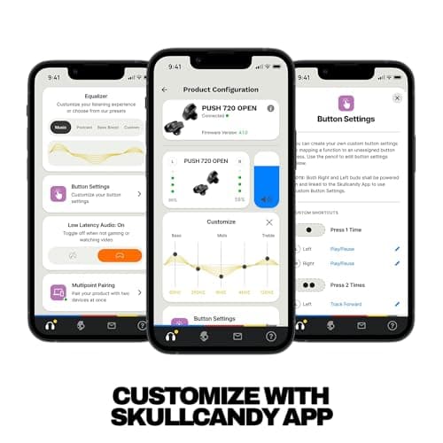 Skullcandy Push 720 Open Wireless Open Ear Bluetooth Earbuds, Headphones, Waterproof, Clip-On Lightweight Design, 30 Hours Battery, Wireless Charging Pouch, Microphone for iPhone Android - True Black 6